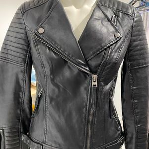 Black faux leather biker jacket